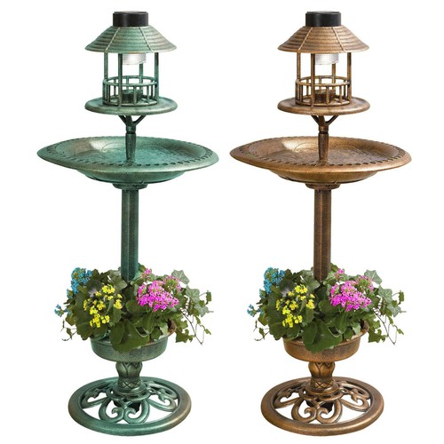 Bird bath feeder with solar - bath,