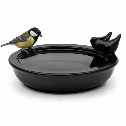 Ceramic bird bath large - bird,