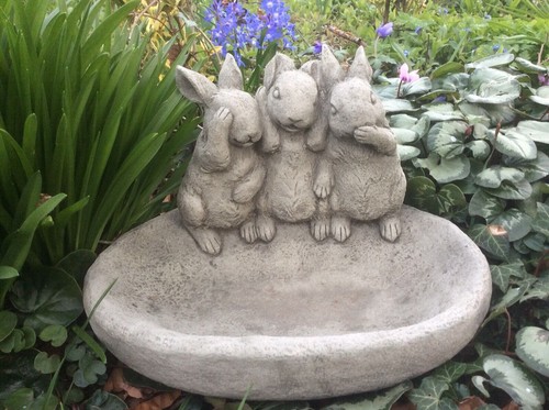 Stone garden rabbit - bird, bath