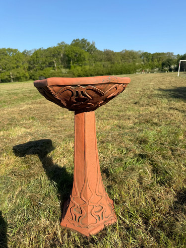 Celtic terracotta bird bath - terracotta,