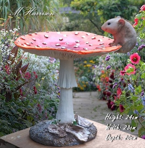 Bird bath feeder mushroom - bird,