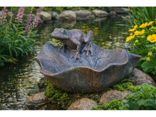 Resin frog bird bath - frog, garden