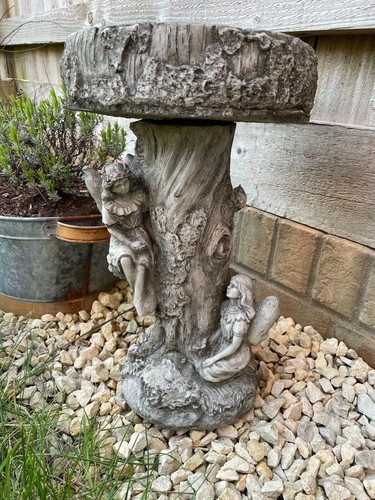 Fairy bird bath stone statue - stone, |