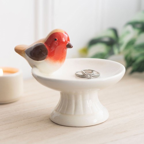 Robin bird bath trinket dish - bird,