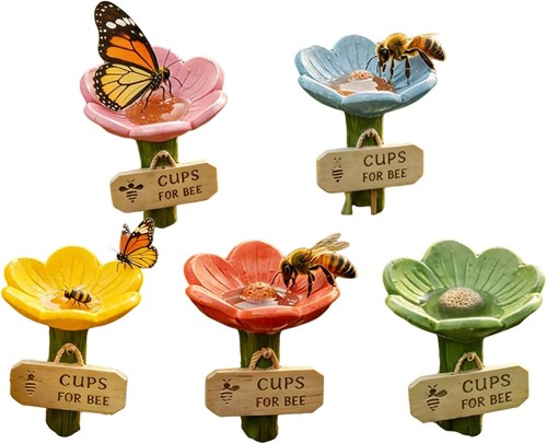 Garden bird bath bee - 5x,