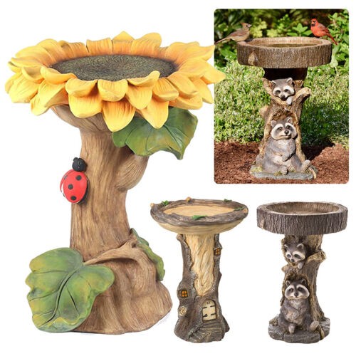 Polyresin sunflower bird bath - bird,