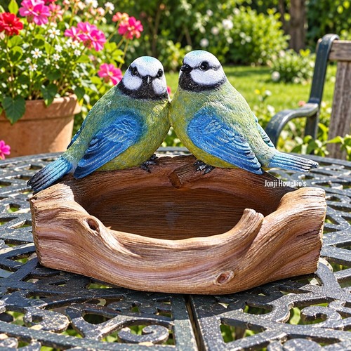 Blue tit bird bath garden - blue,