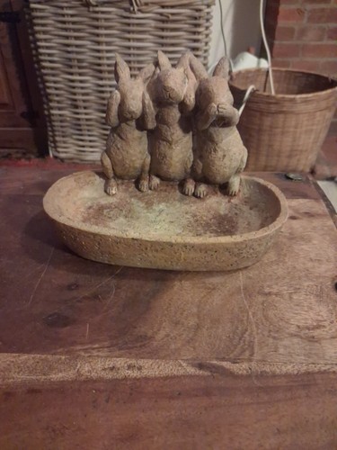 Resin garden rabbit bird bath - rabbit,